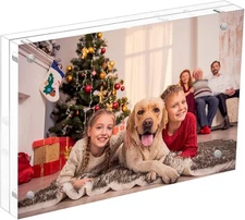 4x6 Acrylic Picture Frame 1 Pack, 20mm Thick Magnetic Double Sided clear picture