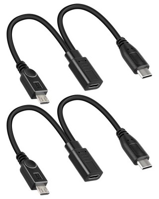 Short USB Type C Female to Micro USB Male Type C Male Charging Cable, Only Su...