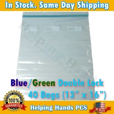 50 Double Lock Grip Seal Bags 13x16 Clear Poly Plastic Resealable Ziploc Baggies