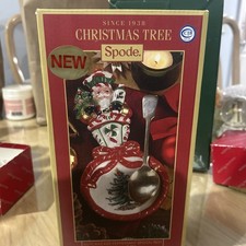Spode Christmas Tree Peppermint Nutcracker Santa Spoon Rest 9.75&rdquo; Hand Painted