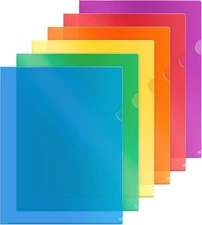 Clear Plastic Folder Sleeves (12 Pack, Assorted Colors), Acid-Free Poly Project 