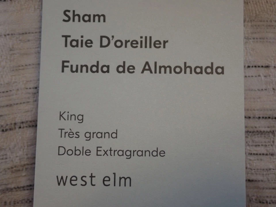 NUEVO CON ETIQUETAS WEST ELM KING SHAM 36x20 LAVADO MELANGE JACQUARD 79% ALGODÓN 21% POLIÉSTER Foto 2 de 4