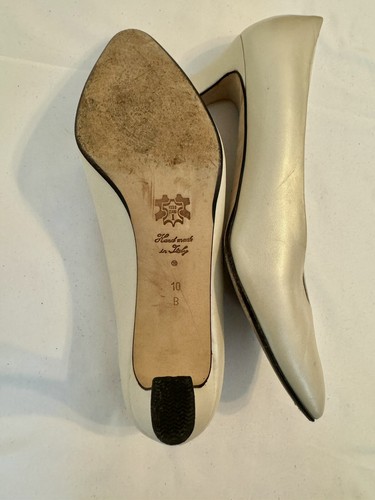 Vintage Magik by Amalfi Wanda Schuh Made in Italy 10B Elfenbeinperle 3 Zoll Absatz - Bild 5 von 9