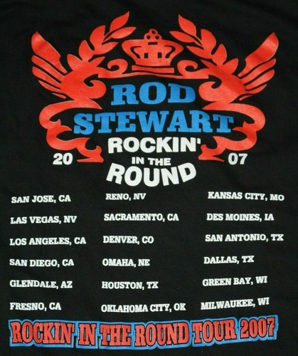 Rod Stewart 2007 Rockin’ In The Round Concert Tour T-Shirt Double Sided Sz L - Picture 4 of 4