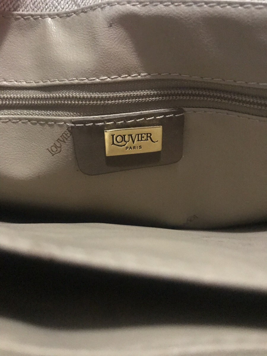 CHARLES LOUVIER PARIS BROWN/TAN LEATHER CLUTCH HANDBAG VINTAGE