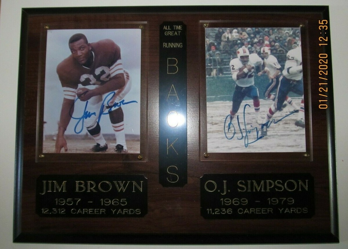 JIM BROWN OJ SIMPSON AUTOGRAPHED ALL TIME GREAT NFL RUNNING BACK