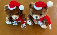 Lot of 2 Russ Berrie Vintage Brown Bears with Santa Hat Named Chilly 5