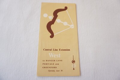 1947 Central Line Extension Underground London Transport Tube Map Fahrplan sehr guter Zustand