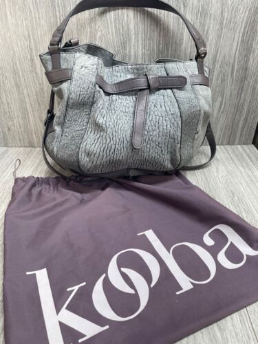 Kooba Gray Slouchy Leather Hobo Shoulder Bag Large Purse Zippers pretty VGC Prin - Picture 2 of 21