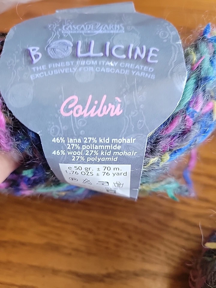 Cascade Yarns Bollicine Colibri Balls 46% Wool 27% Kid Mohair Color 6 Lot 8617 - Image 2 of 4