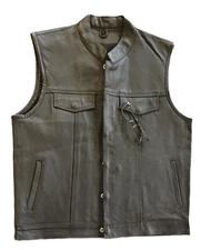 Men's Outlaw Leather Motorcycles Club Vest concealed carry pockets, single panel