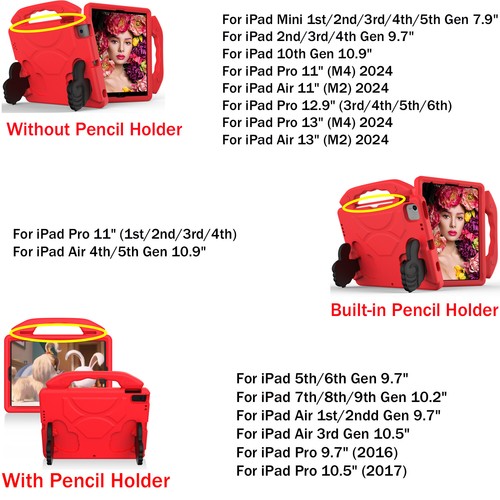 Kids-Proof EVA Handle Shockproof Case For iPad 5/6th/7th/8th/9th Gen (A16 Model) - Picture 2 of 92