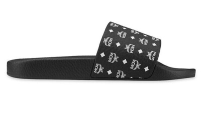 MCM Black Monogram Slide Sandals for Men Men main image 4