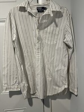 Vintage Men  s Polo Ralph Lauren Easley Pullover Cotton Purple Stripes Shirt Sz M