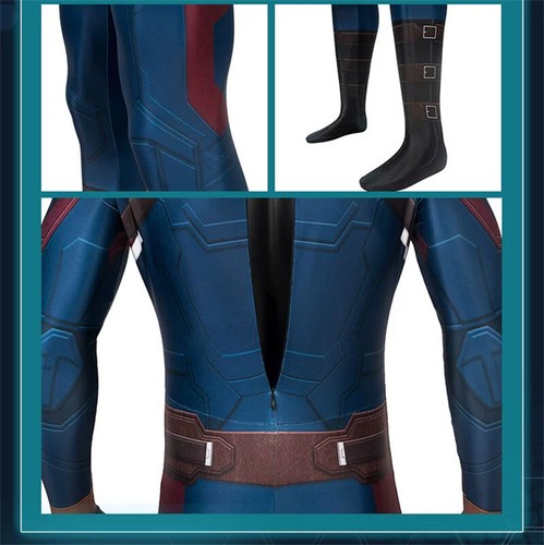 Captain America Costume Avengers Endgame Cosplay Jumpsuit Halloween Adult - Picture 11 of 11