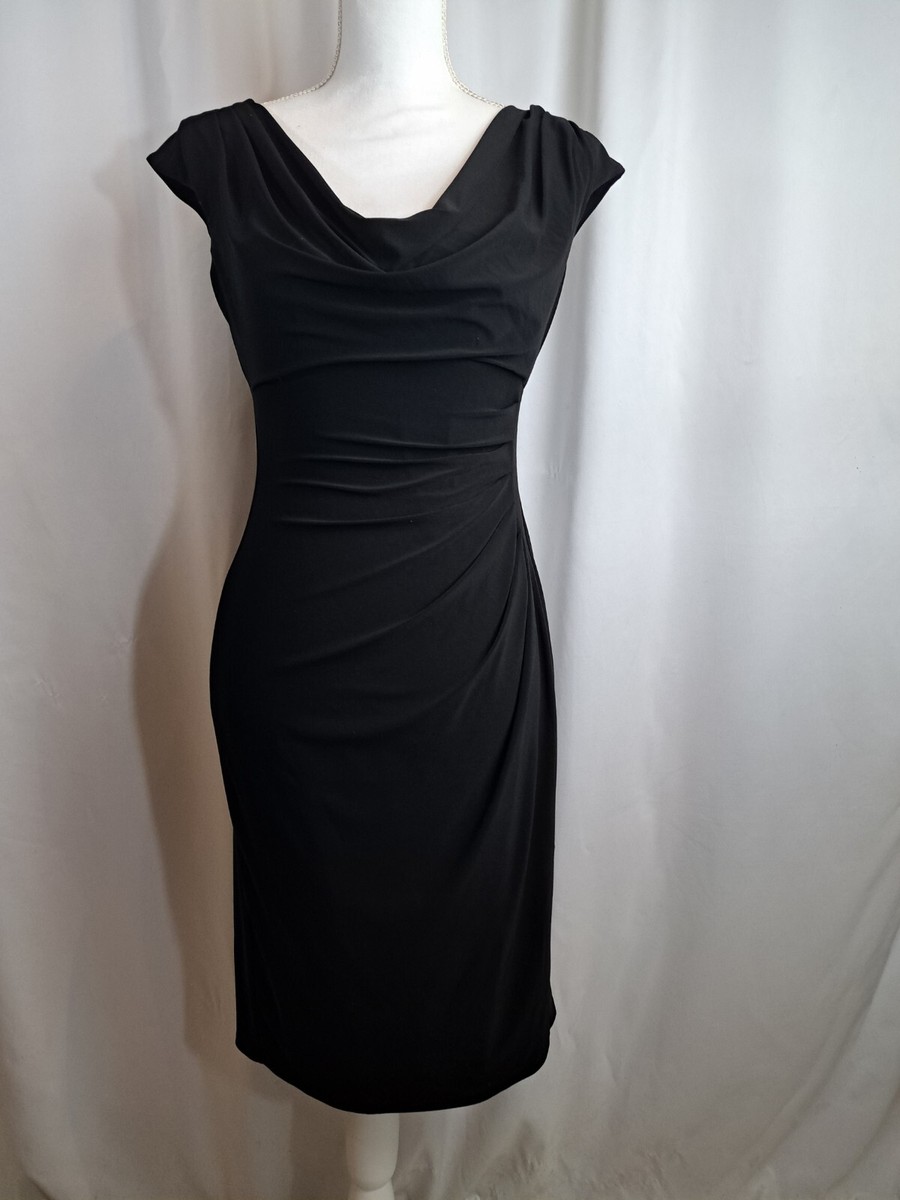 Ralph Lauren Women's Black Stretch Sleeveless Cowl Neck Jersey Dress Size 4