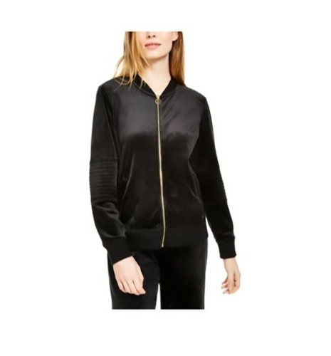 Calvin Klein Womens Velour Bomber 