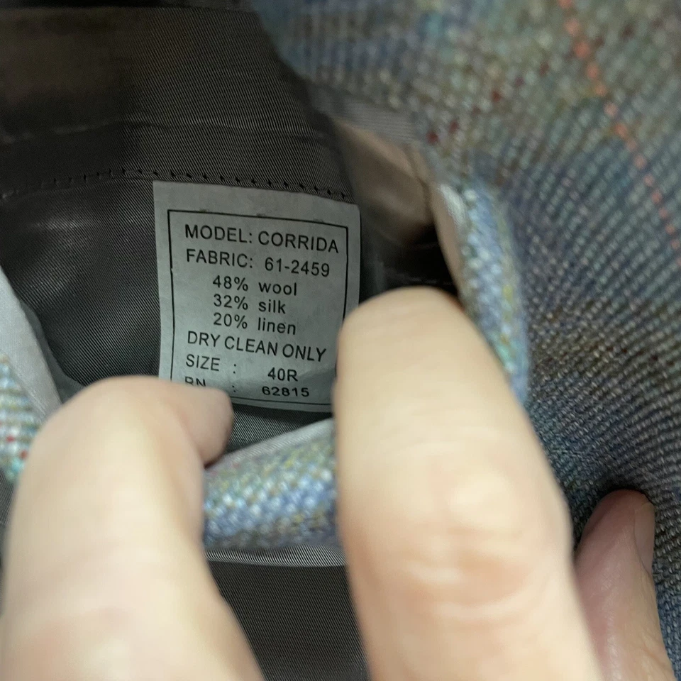 Ibiza синий переливающийся современный Sport пальто тень клетку куртка шелк льняной блейзер - Изображение 3 из 4