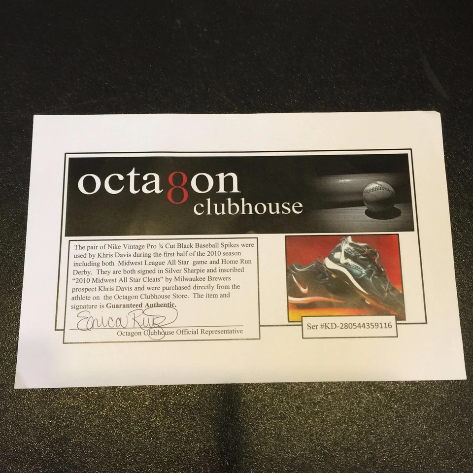 Khris Davis 2010 All Star Game & Home Run Derby Signed Game Used Cleats JSA COA Foto 2 de 4