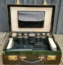 Superb Cased French Antique Solid Silver Travelling Vanity Set C.1900.