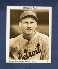 #99 GERALD GEE WALKER, 1932 Tigers| 1981 The SPORTING NEWS Conlon 4x5 NM
