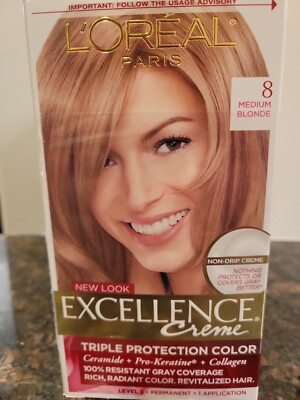 3( Three) L'Oreal Paris Excellence Triple Protection  Hair Color#8 MEDIUM BLONDE
