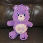 2014 CareBears Share Bear 13" Plush Purple & White 2 Heart Lollipops Excellent