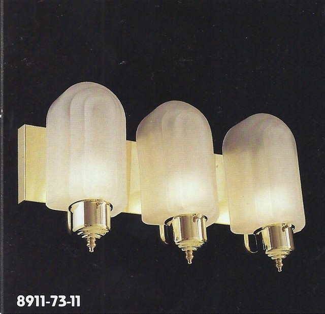EJS Wall BATHROOM 3Light FIXTURE Polished Brass VANITY Art Deco NEW eBay