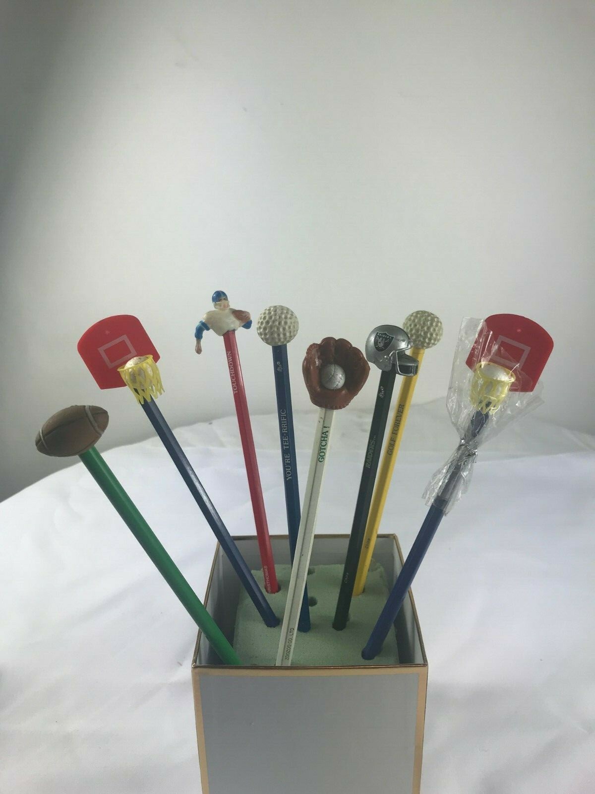 Vintage Sports-Themed Wooden Pencils Lot of 8 Collectible-image