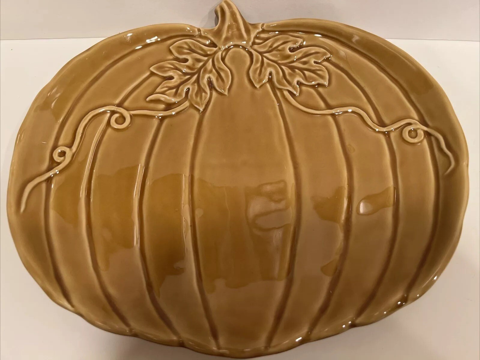 Linens N Things Pumpkin Serving Platter Textured Thanksgiving Fall Decor Large