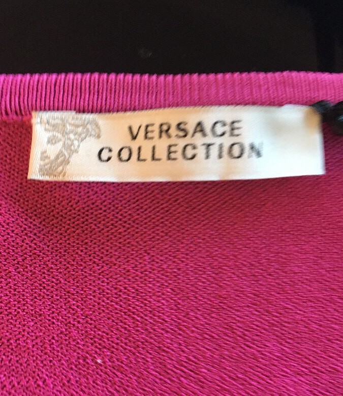 NWT VERSACE COLLECTION Bright Pink Lightweight Cropped Sweater Size 44 image 7