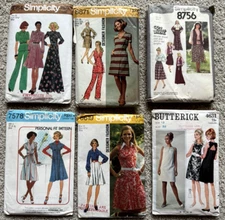 Lot Of 6 Vintage Retro 1960’s/70’s Dress Sewing Patterns BOHO Cottage Core Sz 10