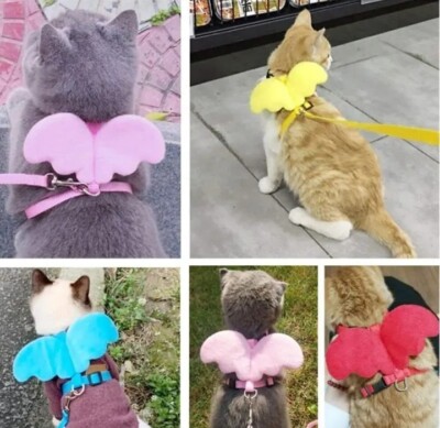 Süße Engelsflügel Kleintier Geschirr Leine Katze Kaninchen Hund verstellbar blau