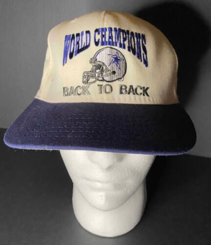 Vtg Dallas Cowboys World Champions Back To Back Footballl Cap Superbowl Hat USA - Picture 1 of 7