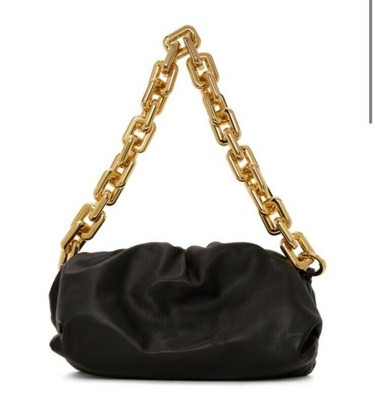 ショルダーバッグ・ポシェット BOTTEGA VENETA Intrecciato Chain Pouch Bottega Veneta Chain Pouch Black in Calfskin with Gold-tone - US