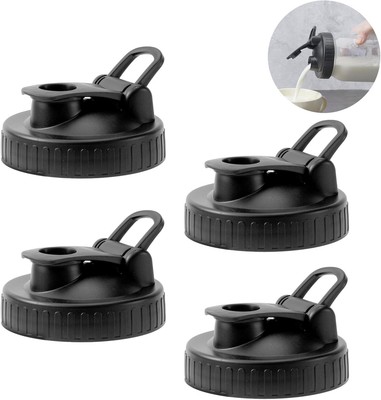 Pour Spout Lids for Ball Regular Mouth Mouth(2.7In), Black 4 pcs 