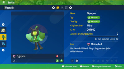 Sofort Shiny Ogerpon 6IV | LVL 1 | Nat Dex | Pokemon Karmesin / Purpur / Scarlet