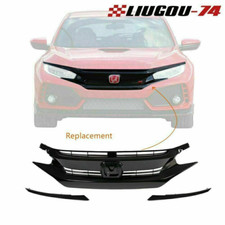 Fit For 16-18 Honda Civic 10th Glossy Style Black Front Hood Mesh Grille Lj