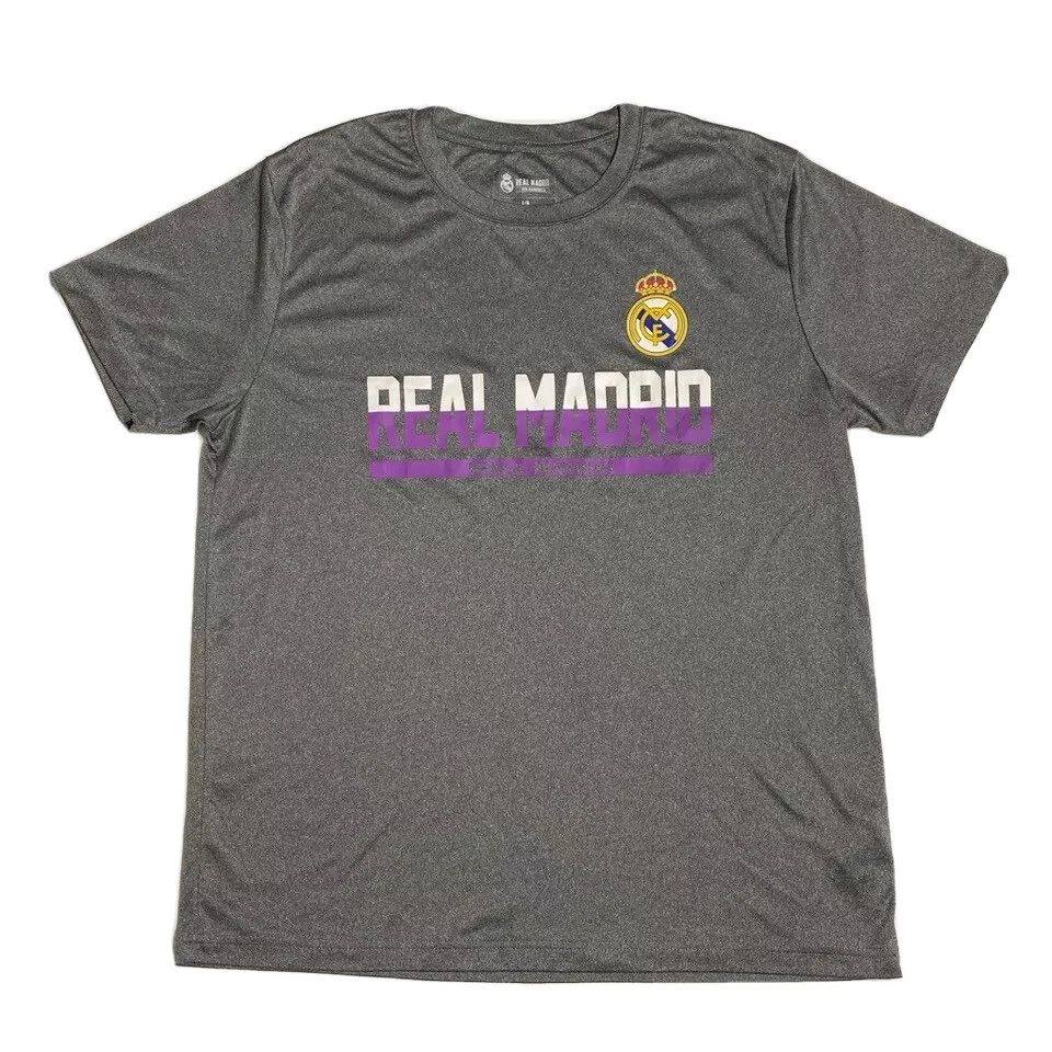 Real Madrid Mens T Shirt Size L Soccer Graphic Gray MCF Crown Graphic Logo