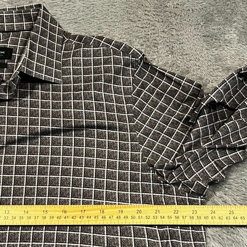 Bugatchi OooohCotton Tech 8 Way Stretch Button Up Shirt Men's Large Plaid Gray - Picture 6 of 12