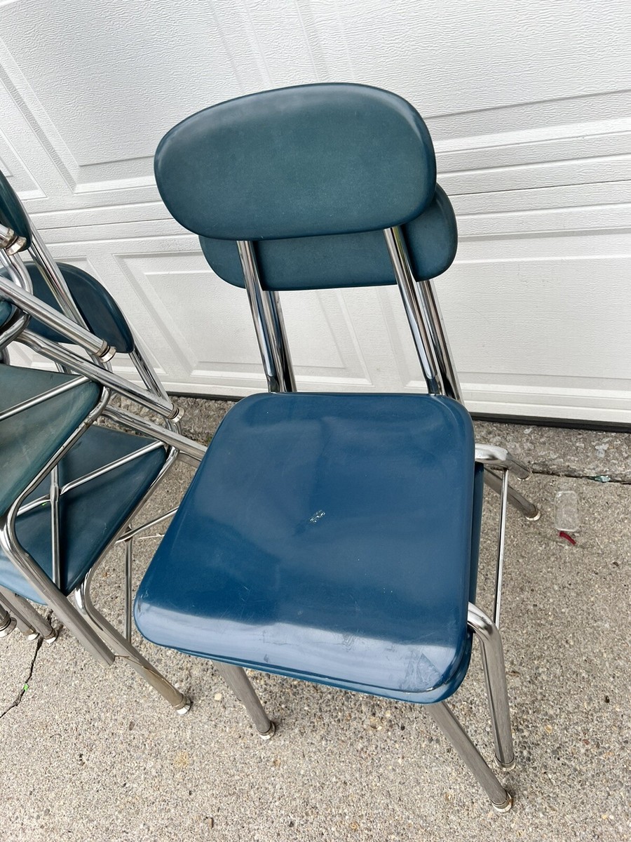 Vintage MELSUR MID CENTURY Modern Teal Green Chrome SCHOOL CHAIR