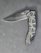 GW Black Pocket Knife Spring Assist HB207 belt clip included- 440c Steel NEW