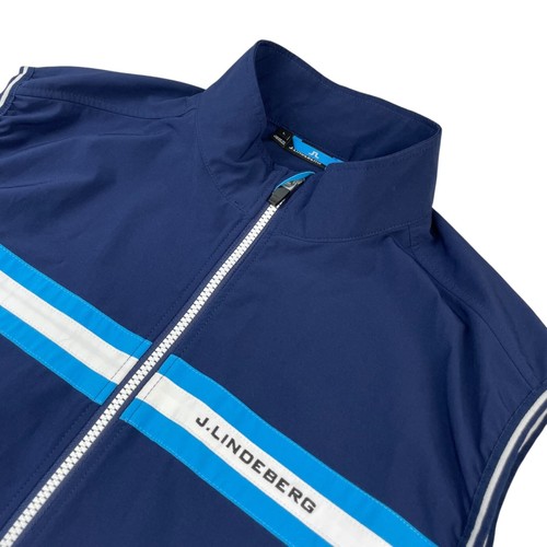 J.Lindeberg Men's M Stretch Full Zip Golf Vest Blue • Large