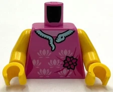Lego New Minifig Dark Pink Torso Female Dress w/ Magenta and Bright Pink Flower