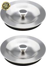 2PCS Kitchen Sink Drain Stopper 90mm 304 Stainless Steel with Rubber Seal Plug
