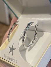 Women's Silver Plated Elegant Oval Shaped Hoop Earrings