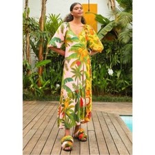 NWT Farm Rio Mixed Prints Midi Wrap Dress Mix Print XS