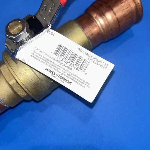 Jones Stephens B67254 1-1/2" Full Port Brass Ball Valve - Brass - Picture 2 of 5
