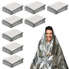 8 PACK • Extra Large 63 × 82.7 Emergency Solar Mylar Blanket Survival Safety