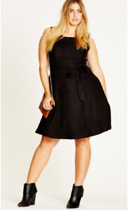 $89 CITY CHIC NWT BLACK SMART SUEDE FIT &amp; FLARE DRESS SIZE XXL